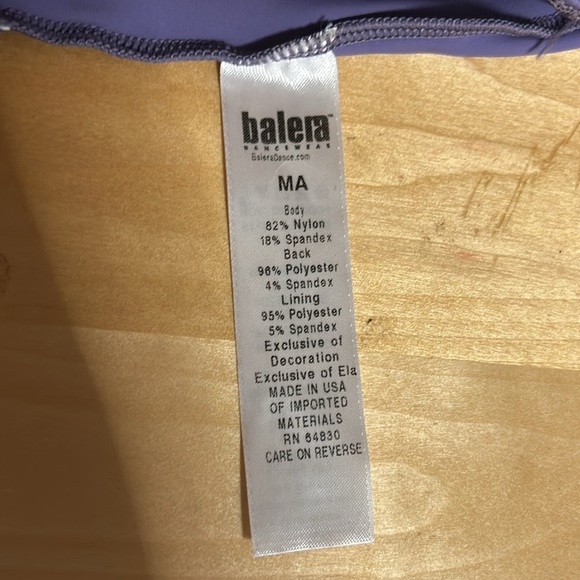 Balera Purple & Floral Leotard Medium Adult - Picture 5 of 8